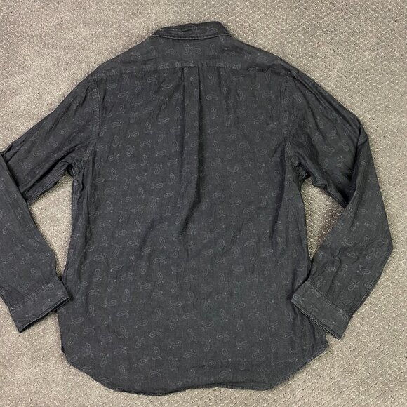 Ralph Lauren Slim Fit Button Down Shirt Men's XL Charcoal Gray Paisley - Picture 3 of 10